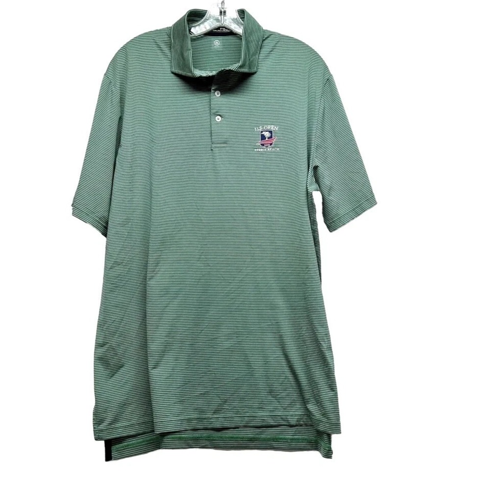 Ralph Lauren RLX US Open Pebble Beach Green Striped Mens Large Polo (D6)